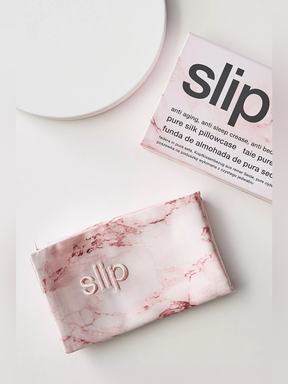 SLIP 100% Silk Pillowcase Pink Marble Anti-Aging NIB